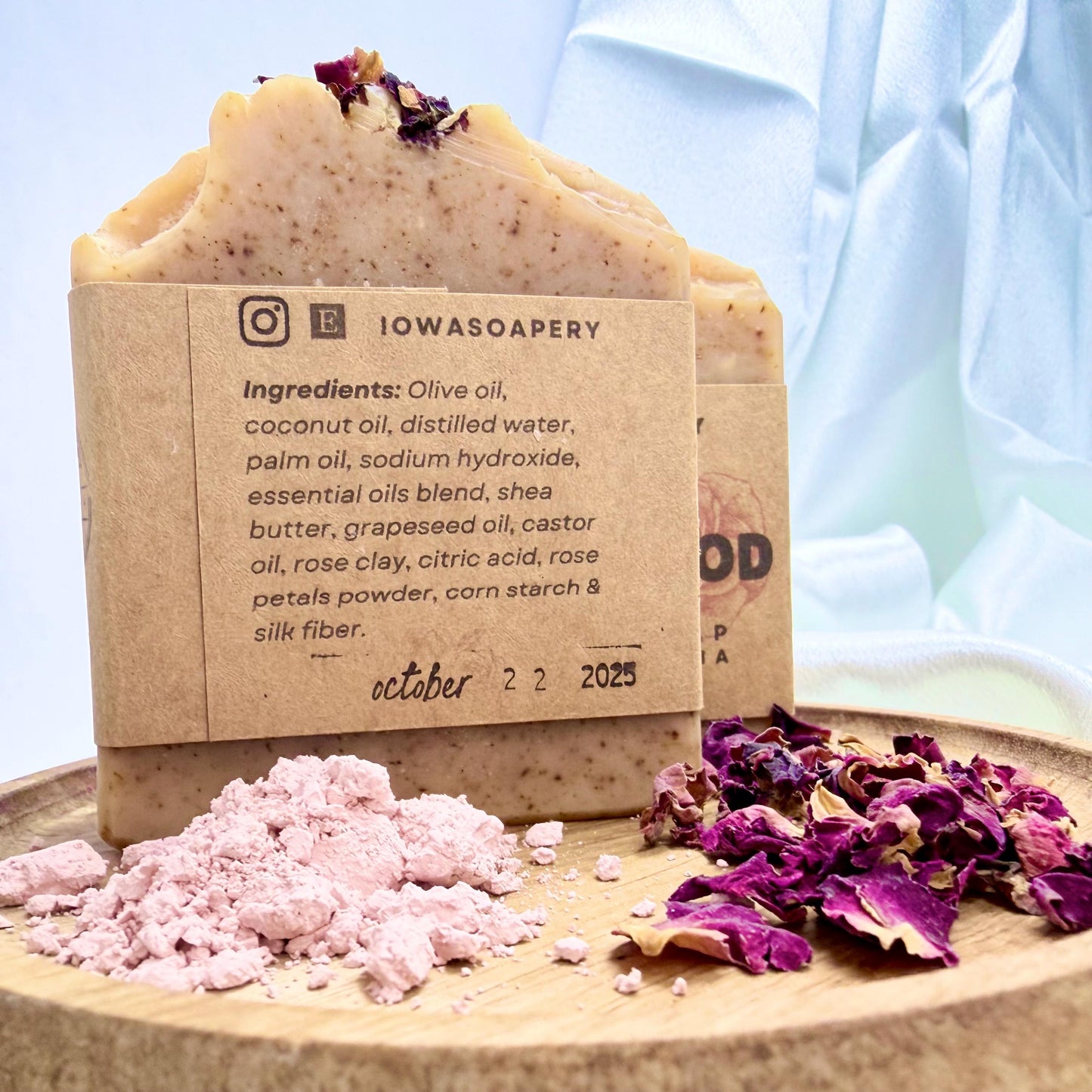 Rose & Sandalwood Soap ~5oz – (Mild Exfoliation)Handcrafted Cold Process Soap