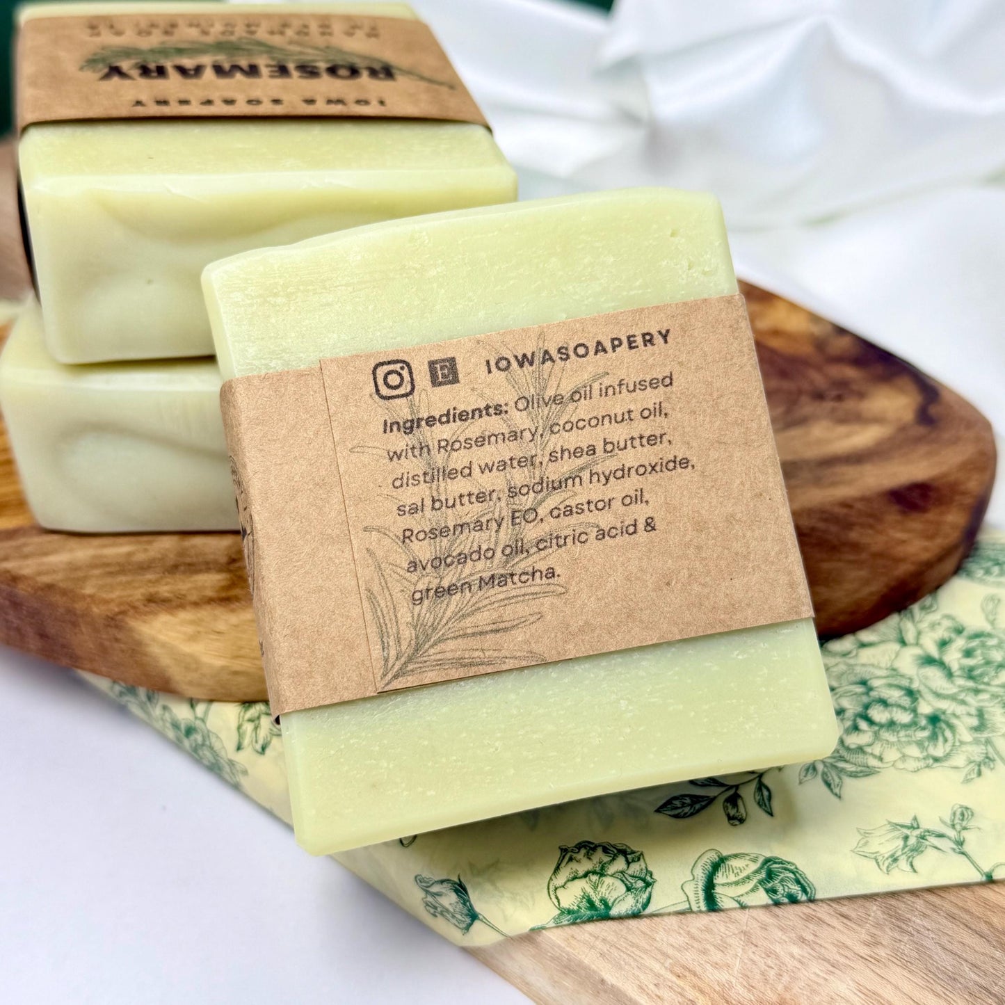 Rosemary & Green Matcha Herbal Soap (Smooth) – Fresh Rosemary Bar (~5oz)