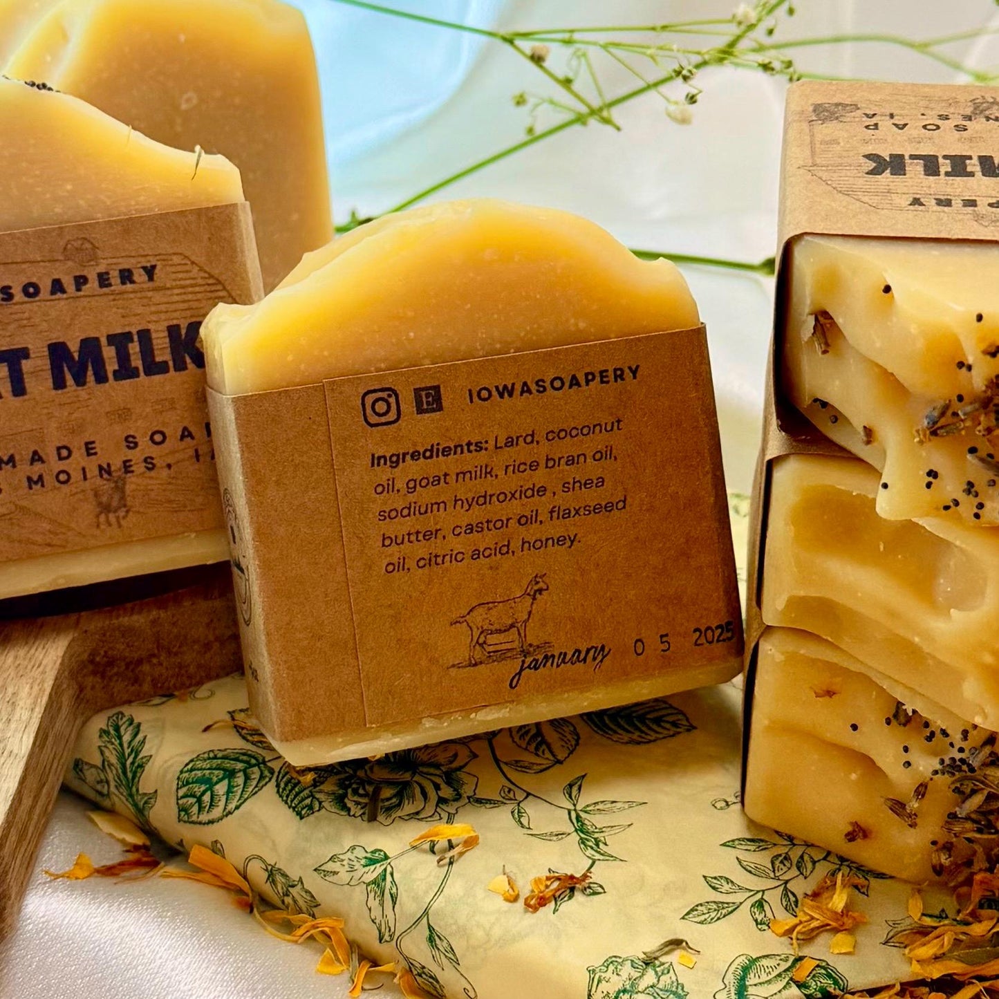 Goat Milk & Honey Soap ~5oz – Handcrafted Cold Process Soap