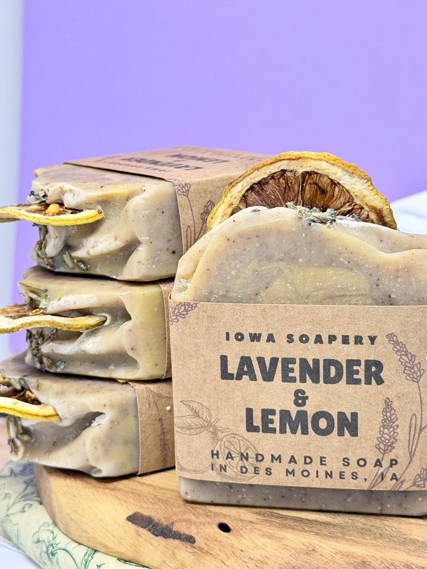 Lavender Lemon Soap (Very Gentle Exfoliation) – Calming Citrus Floral Bar (~5oz)