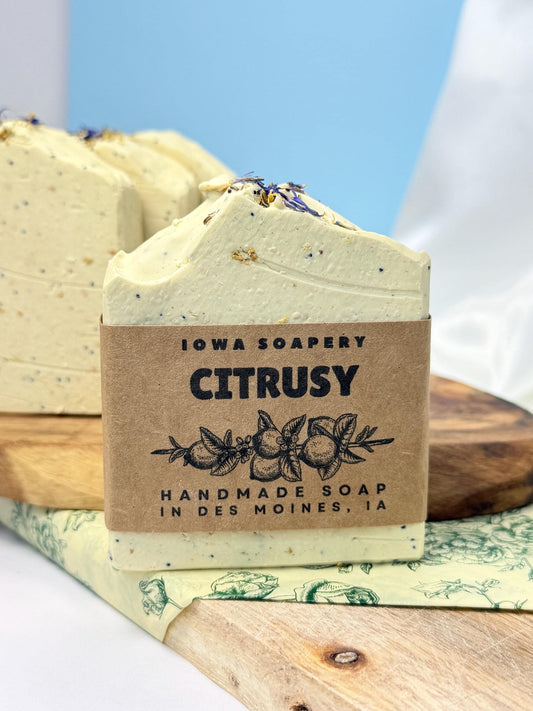 Citrusy Lemon Soap (Exfoliating) – Bright Citrus Scrub Bar (~5oz)