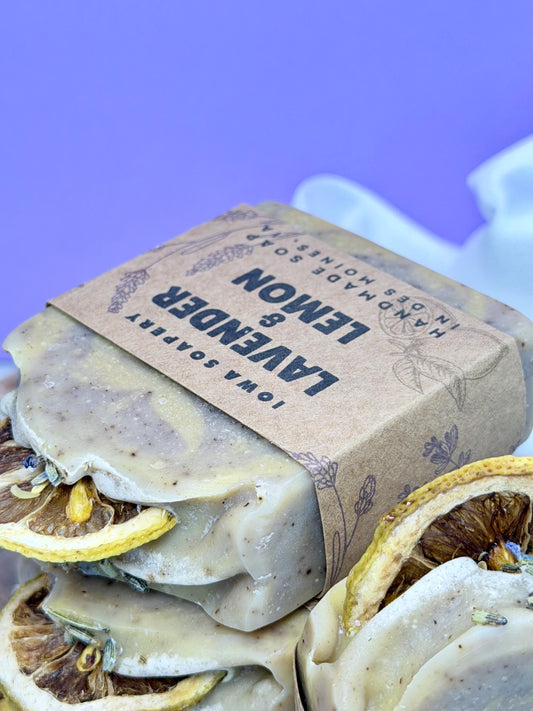Lavender Lemon Soap (Very Gentle Exfoliation) – Calming Citrus Floral Bar (~5oz)