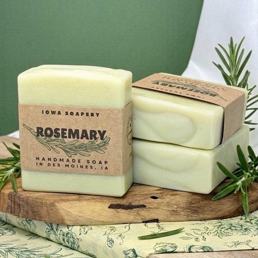 Rosemary & Green Matcha Herbal Soap (Smooth) – Fresh Rosemary Bar (~5oz)